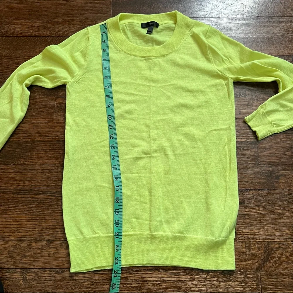 J. Crew neon yellow wool crew neck lightweight sweater size XS